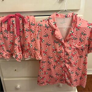 Pink Candy Cane Pajama Set